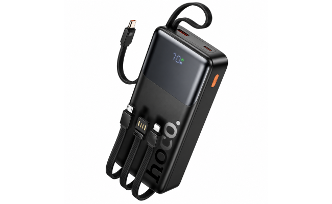 HOCO J156A Founder 22.5W + PD20W 20000mAh Power Bank Black with Built-in Cables